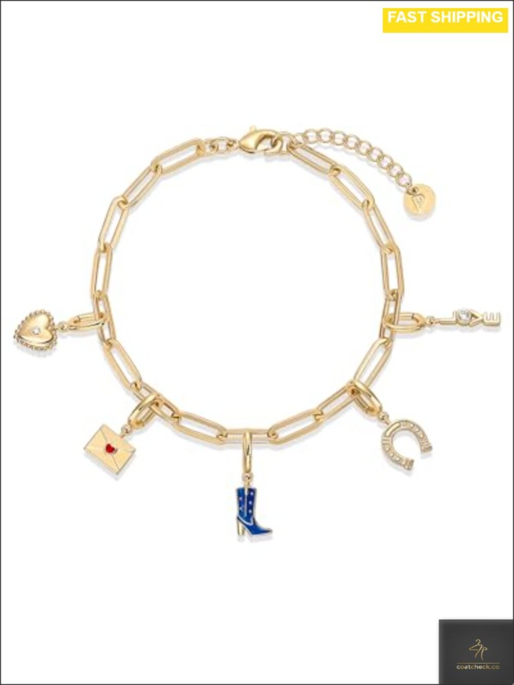 14K Gold Plated Charm Chain Bracelet for Women, Friendship Bracelets